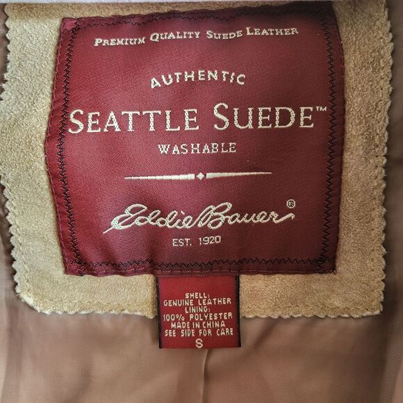 Eddie Bauer Seattle Suede Leather Jacket Small Coat Tan - Picture 13 of 15